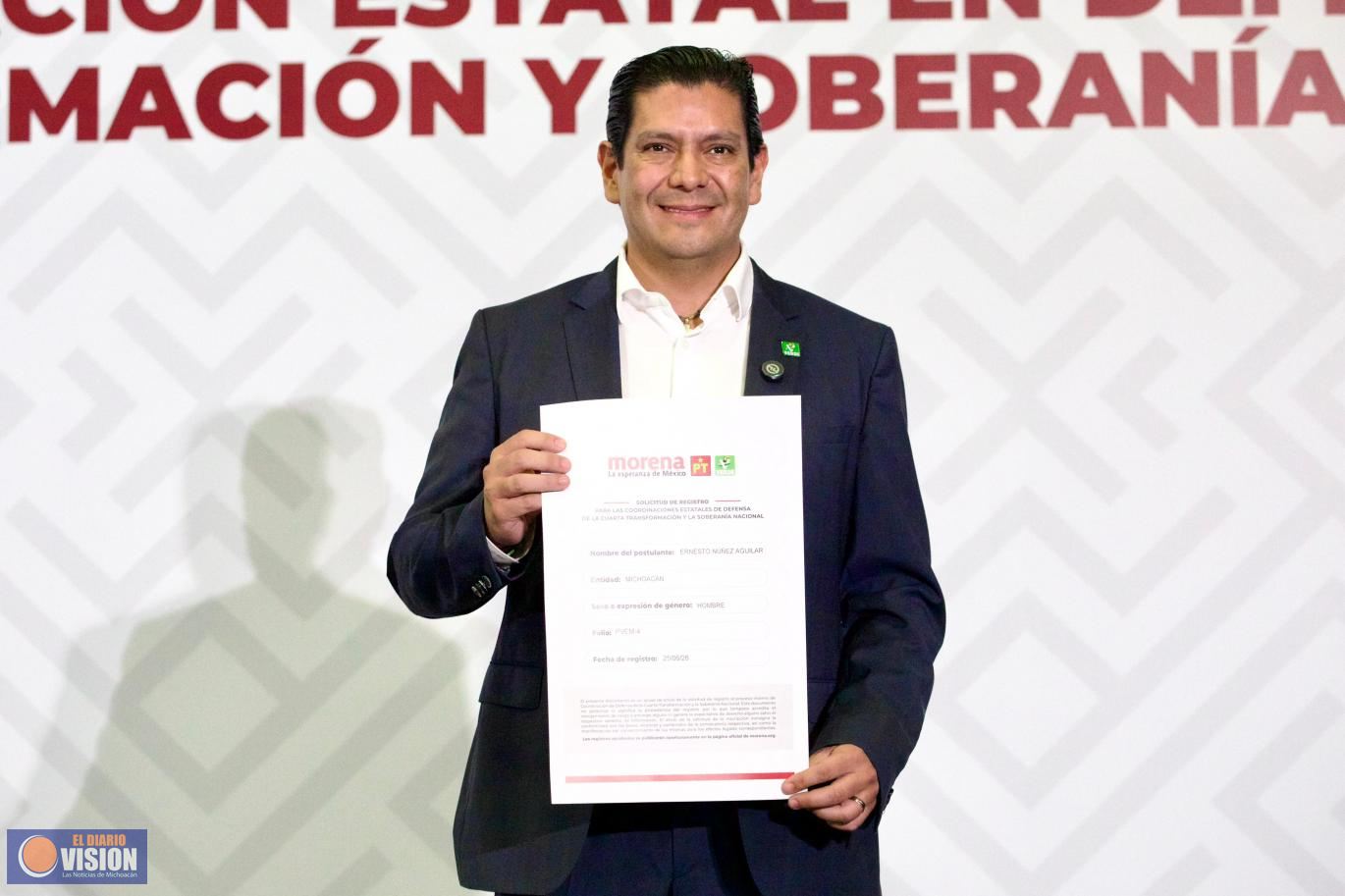 Ernesto Núñez se registra como coordinador de la Cuarta Transformación en Michoacón