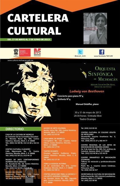 Cartelera cultural del 27 de mayo al 2 junio 