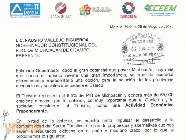 Sector empresarial envía carta a Fausto Vallejo 