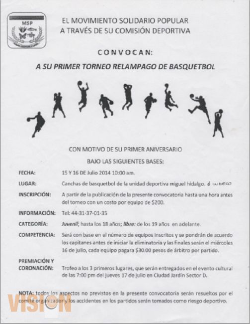 Convocatoria Torneo Relámpago de Basquetbol