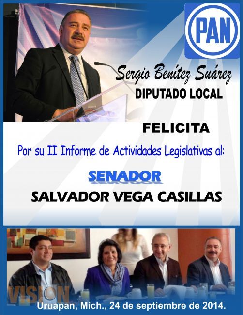 El diputado Sergio Benítez felicita al Senador Salvador Vega