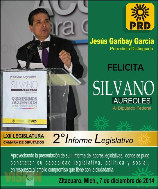 Jesús Garibay García, Perredista Distinguido, felicita a Silvano Aureoles.