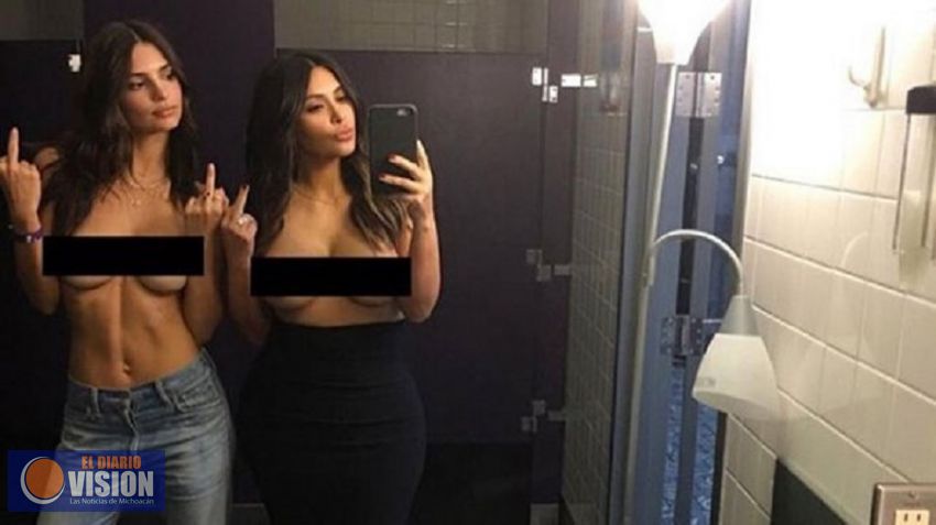 Kim Kardashian y Emily Ratajkowski, juntas y en topless