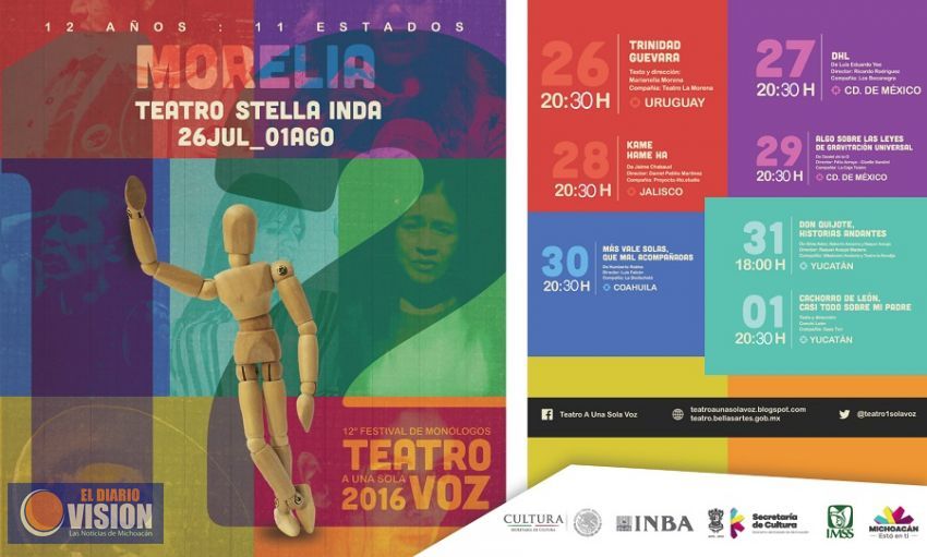 Llega a Michoacán el Festival de Monólogos Teatro a una sola voz