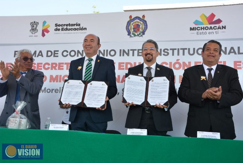 Signa UMSNH histórico convenio con SEE para apoyar formación integral de escolares