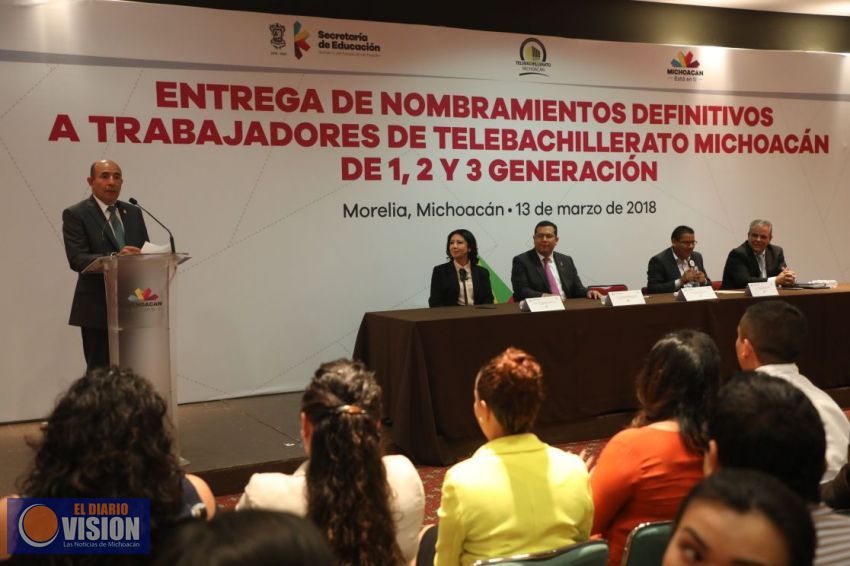 Entrega SEE nombramientos definitivos a trabajadores de Telebachillerato Michoacán