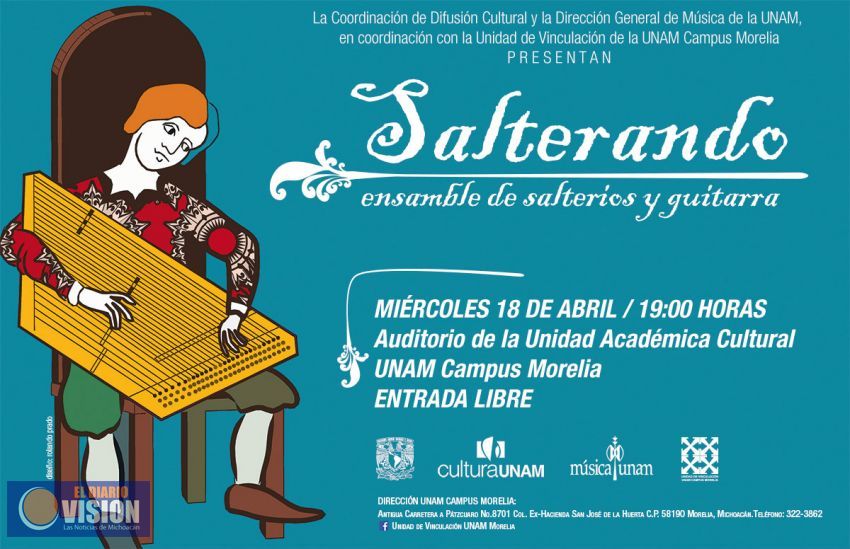 UNAM Campus Morelia invita al concierto de Salterando ensamble de salterios y guitarra