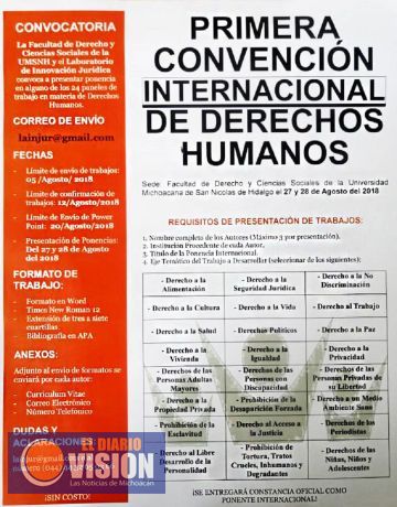 Universidad Michoacana, sede de la Primera Convención Internacional de Derechos Humanos