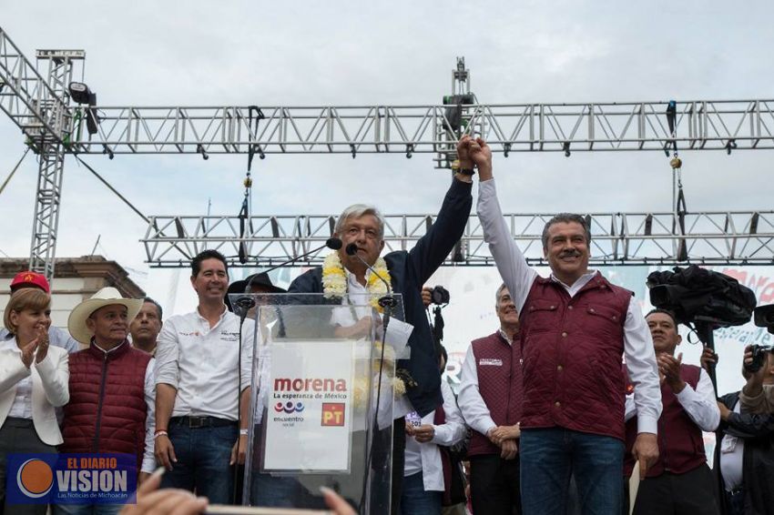 AMLO y Raúl Morón cierran campaña en Morelia
