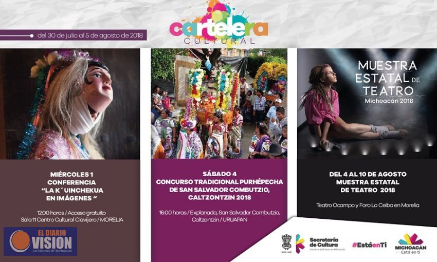 Cartelera Cultural del 30 de julio al 5 de agosto de 2018