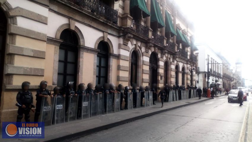 Implementa Policía Michoacán operativo en Morelia ante manifestaciones