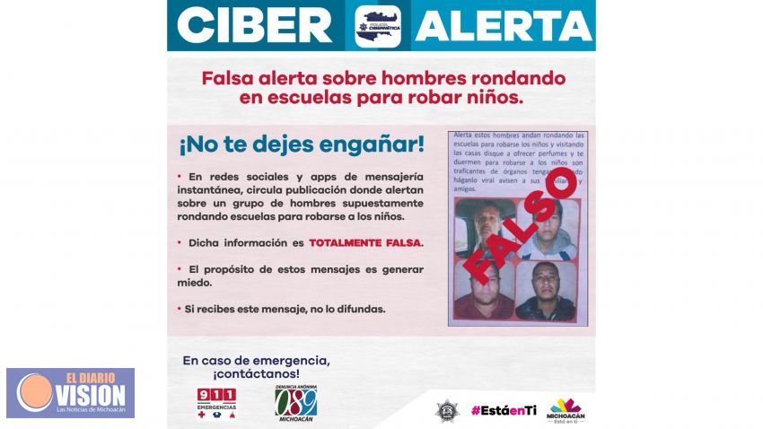 Exhorta Policía Cibernética a evitar difundir noticia falsa de “roba niños”