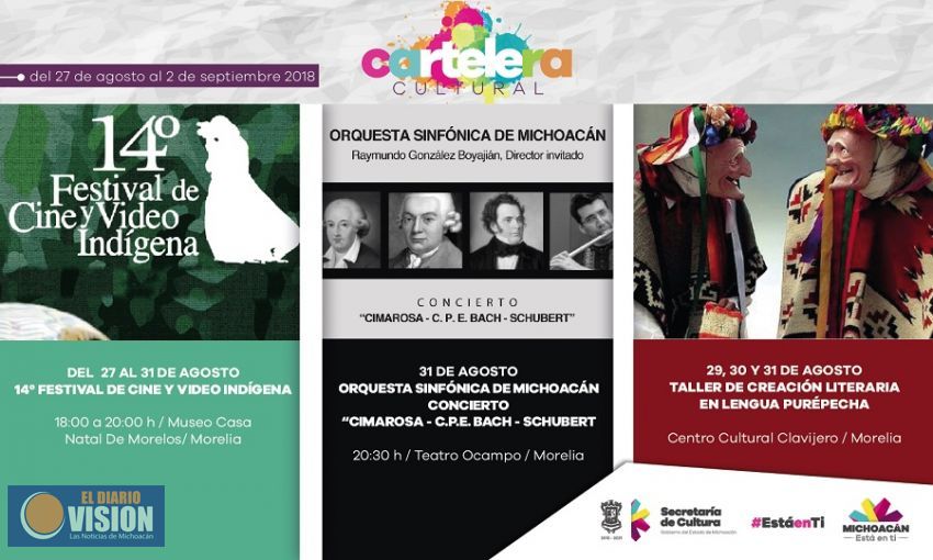 Cartelera Cultural del 27 de agosto al 2 de septiembre de 2018