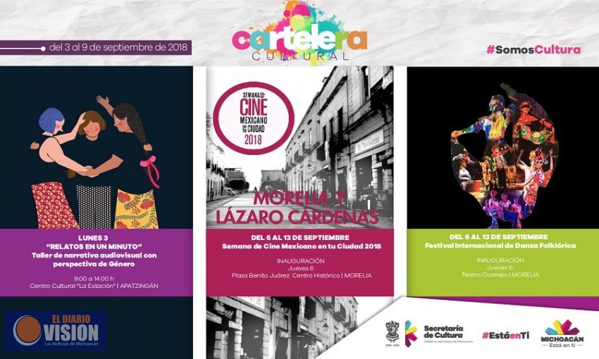 Cartelera Cultural del 3 al 9 de septiembre de 2018