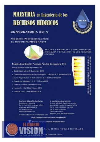 Abren inscripciones para posgrado sobre los Recursos Hídricos en la UMSNH