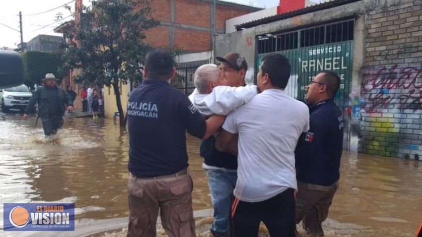 Apoya SSP en la labores de auxilio por lluvias en Morelia