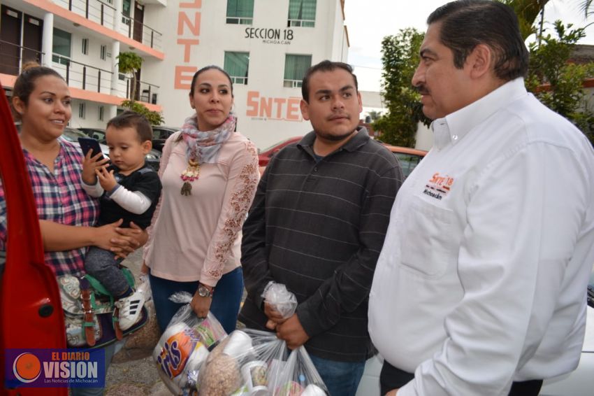 Snte Sección XVIII apoya a trabajadores de la educación damnificados por la lluvias 