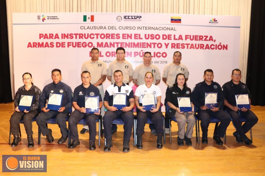 Concluye IEESSPP primer curso Internacional para Instructores policiales.