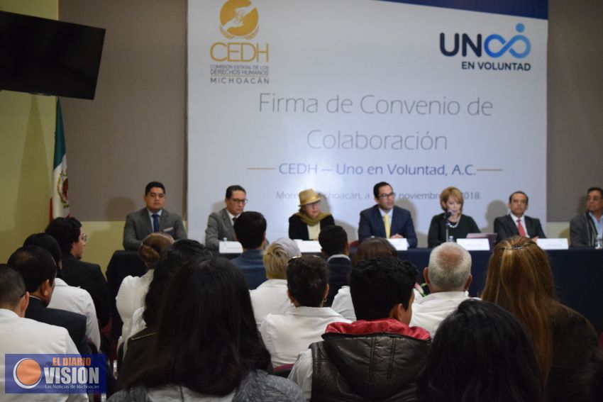 Firma CEDH convenio con la Asociación Civil Uno en Voluntad