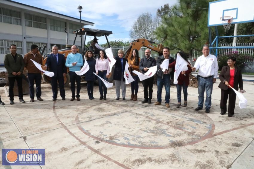 Secretario de Educación arranca obra en Escuela Normal Superior de Michoacán