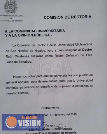 Nombran a Raúl Cárdenas Navarro como Rector de la Casa de Hidalgo