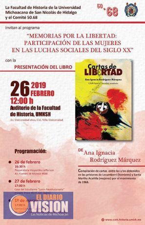 Presentarán libro “Cartas de Libertad” en la Universidad Michoacana