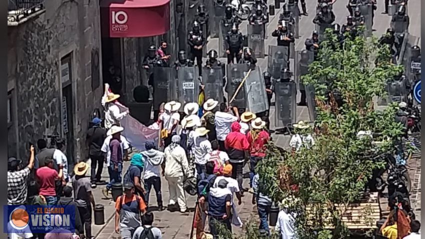 Tras agresión de manifestantes, Policía Michoacán refuerza operativo en Centro Histórico