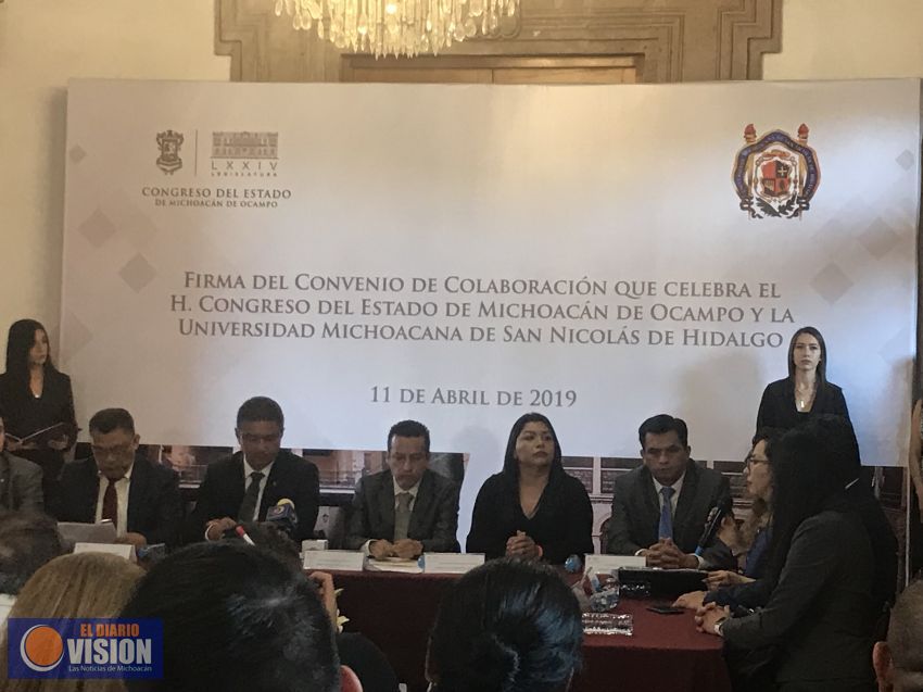 UMSNH y el H. Congreso del Estado firman convenio de colaboración