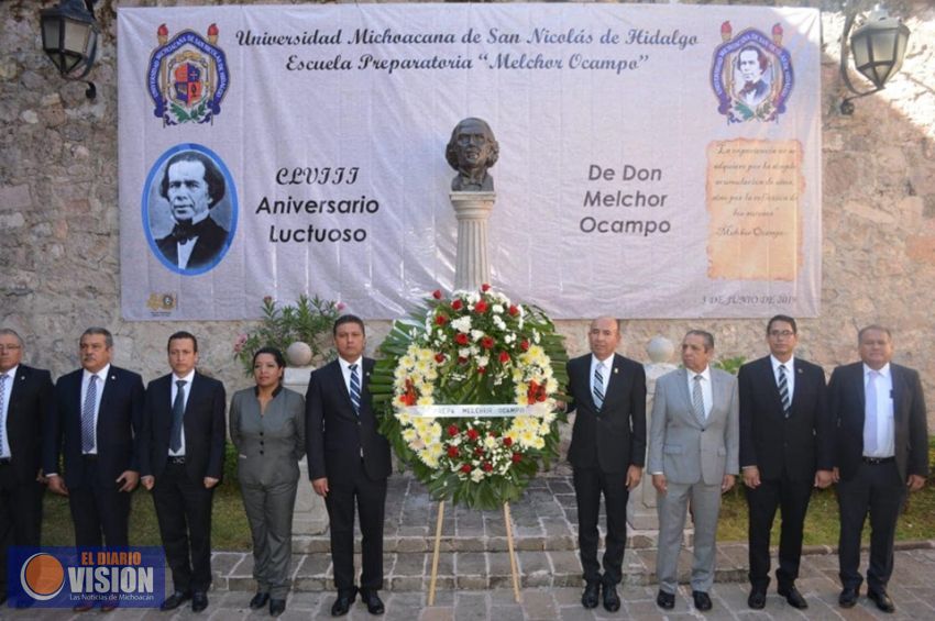 Rinde UMSNH homenaje por el 158 aniversario luctuoso de Don Melchor Ocampo