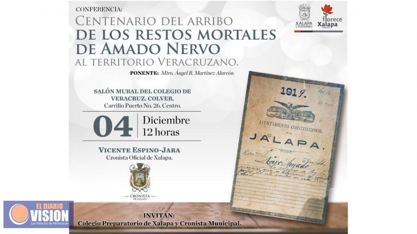 Invitan a la conferencia “Centenario del Arribo de los Restos Mortales de Amado Nervo al Territorio