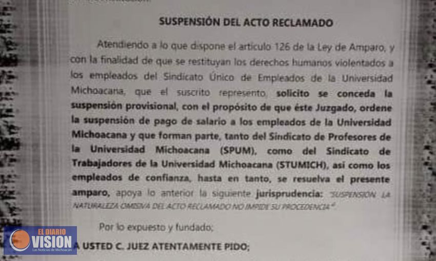 SUEUM promueve amparo para que no se le pague a SPUM y STUMICH 