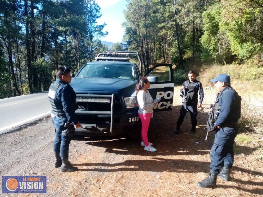 Seguridad Pública de Tingambato localiza a mujer desaparecida en Uruapan 