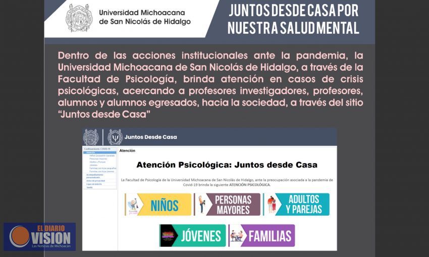 Ante los efectos del COVID19, la UMSNH ofrece atención psicológica gratuita 