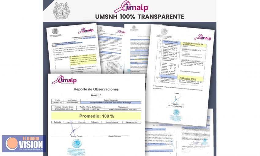 UMSNH obtiene calificación del 100 por ciento de cumplimiento en transparencia 