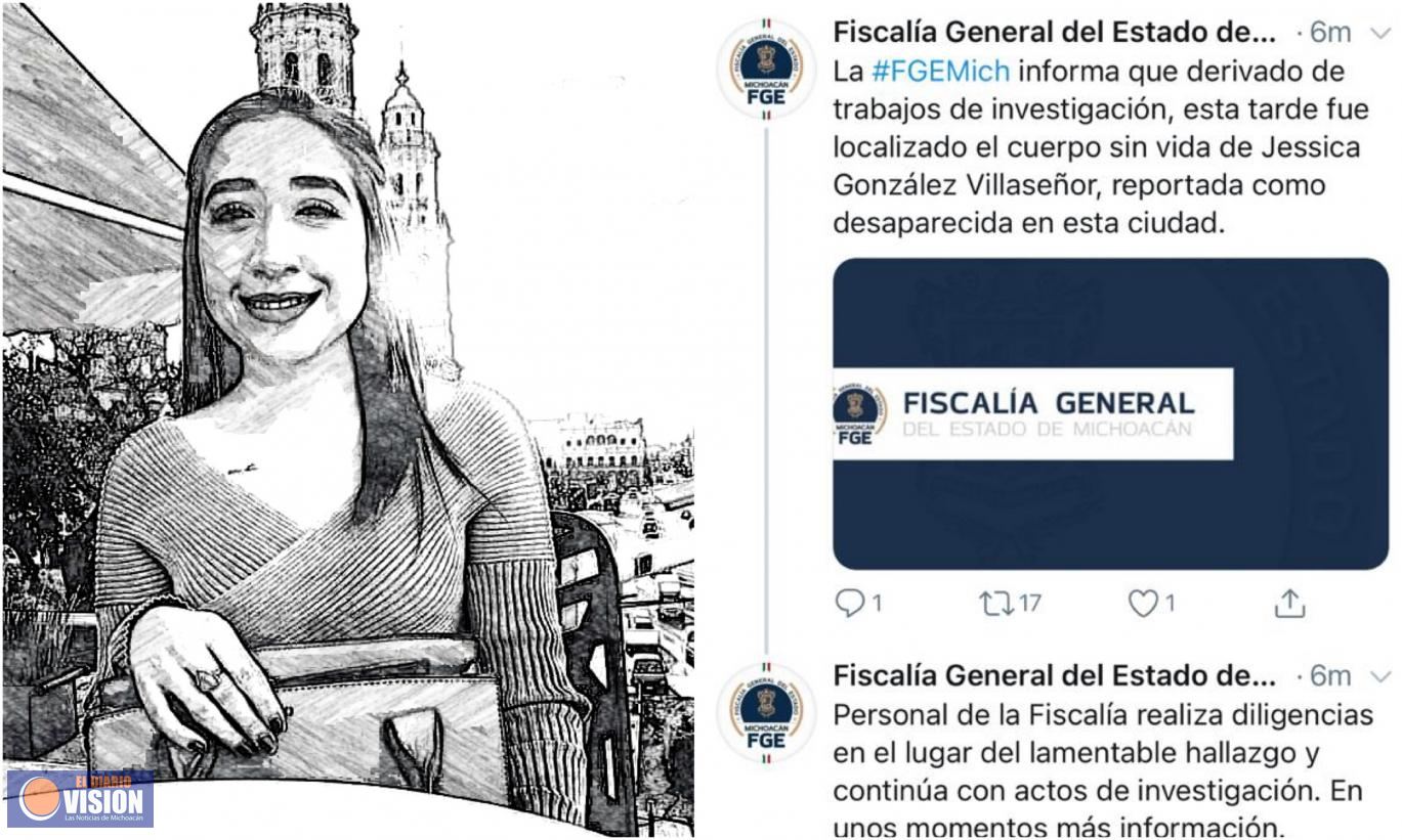 Fiscalía encuentra el cuerpo sin vida de Jessica González Villaseñor reportada como desaparecida 