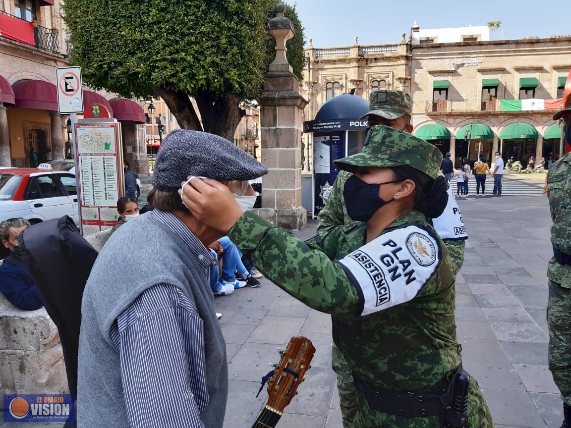 Policía Morelia y Guardia Nacional mantienen vigilancia para evitar la propagación del Covid-19 