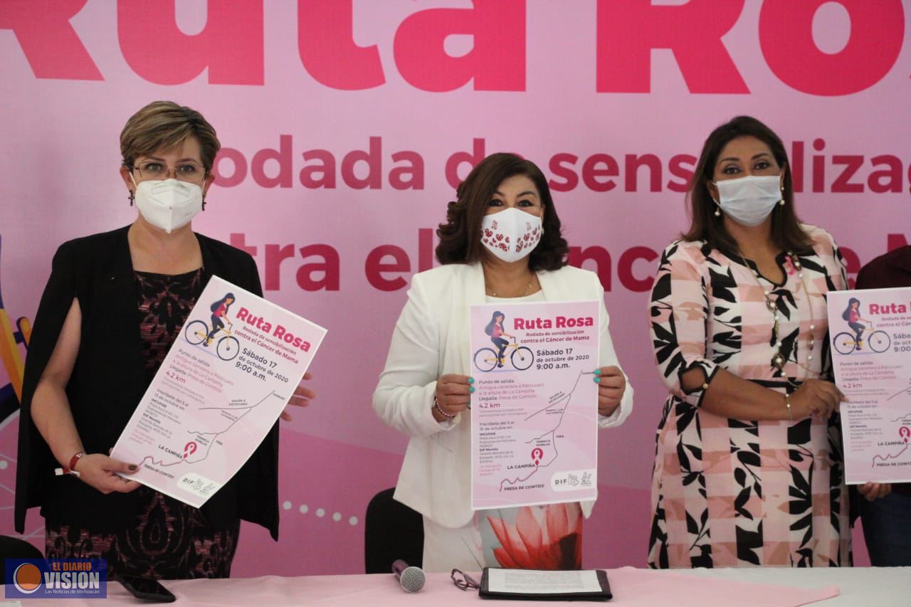 Con Ruta Rosa, DIF Morelia conmemora mes contra el Cáncer de Mama 