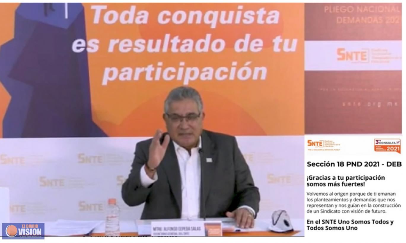 Cerró el plazo de la consulta para el Pliego Nacional de Demandas 2021 del SNTE 