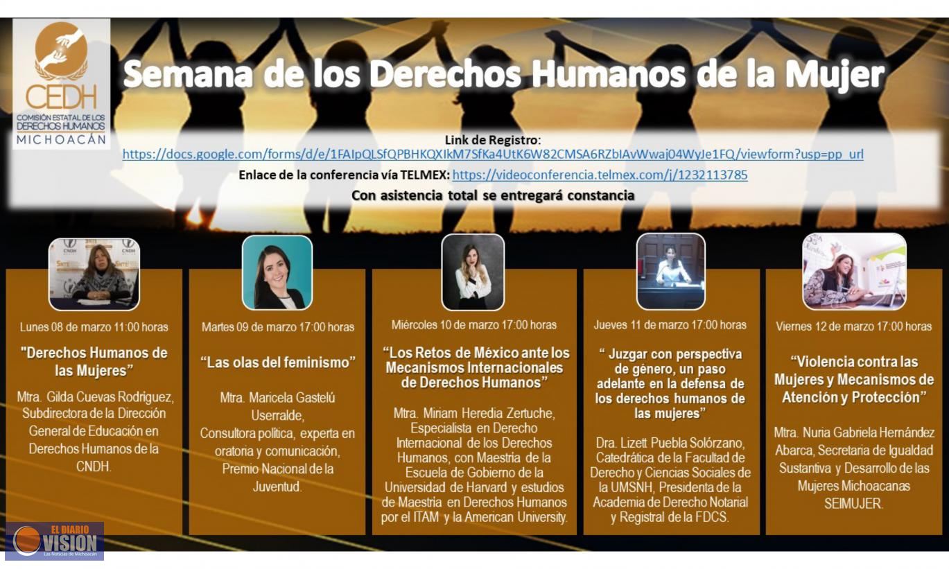 Realizará CEDH semana de los “Derechos Humanos de la Mujer”  