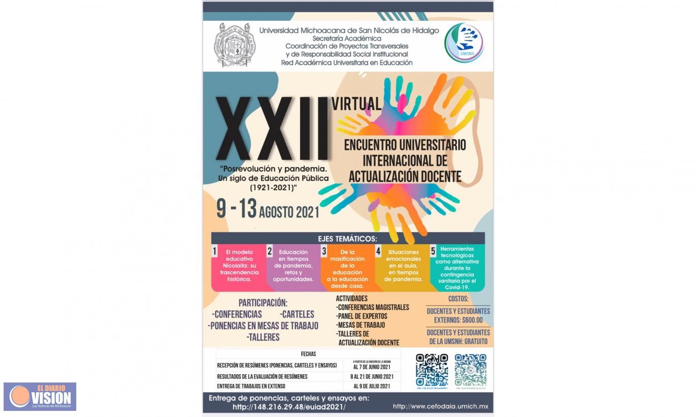 Prepara UMSNH XXI Encuentro universitario internacional de actualización docente 