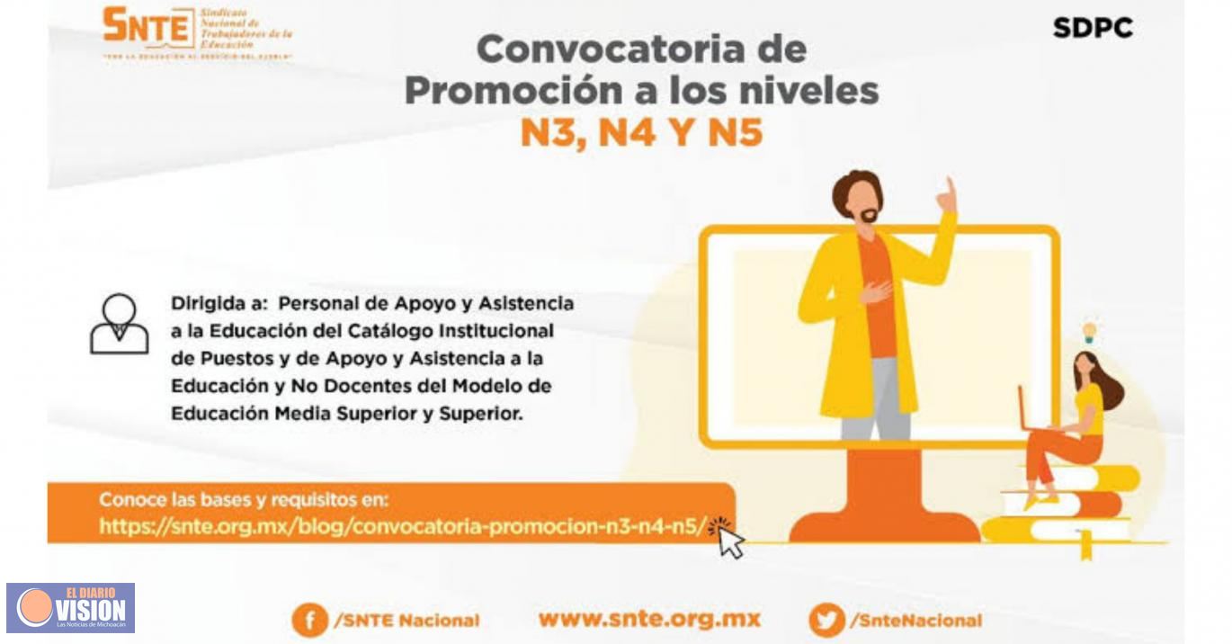 SNTE emite convocatoria de promoción a los niveles N3, N4 y N5 del SDPC 2021