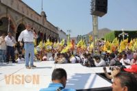 Raúl Morón durante el mitín de López Obrador