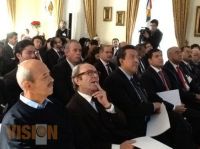 El gobernador y Wilfrido Lázaro Medina con empresarios italianos