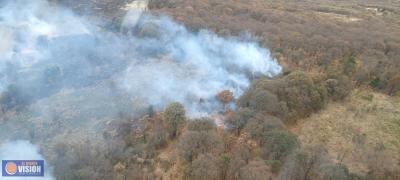 Por tierra y aire se combate incendio forestal en el cerro del Águila