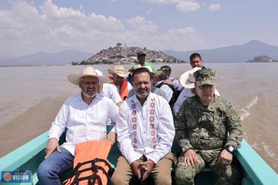 Bedolla supervisa trabajos para recuperación  de Lago de Pátzcuaro