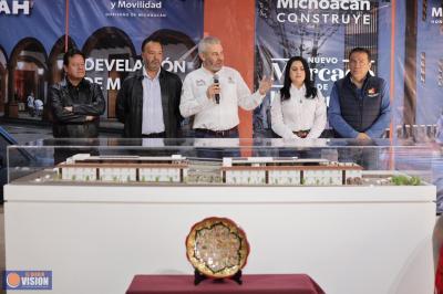 Devela Bedolla maqueta del nuevo mercado de Pátzcuaro