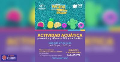 DIF Morelia invita a disfrutar de actividad acuática para niñas y niños con TEA y sus familias