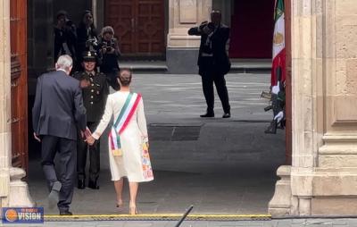 La primera pisada de Claudia Sheinbaum en Palacio Nacional como presidenta de la República Mexicana.